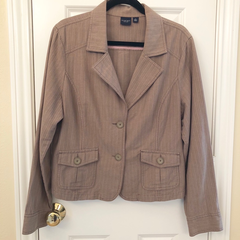 Sonoma Womens Button front Cotton Blazer Jacket XL